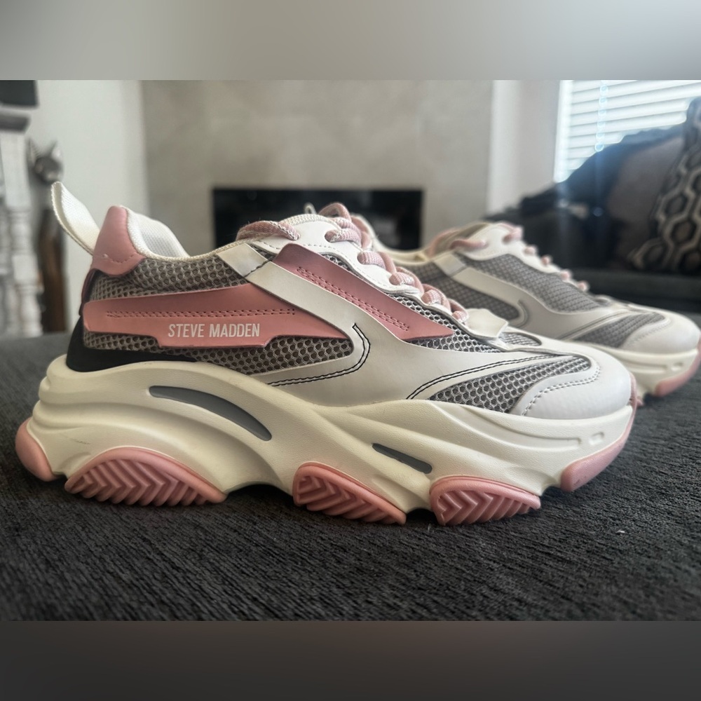 Pink & White Steve Madden shoes.